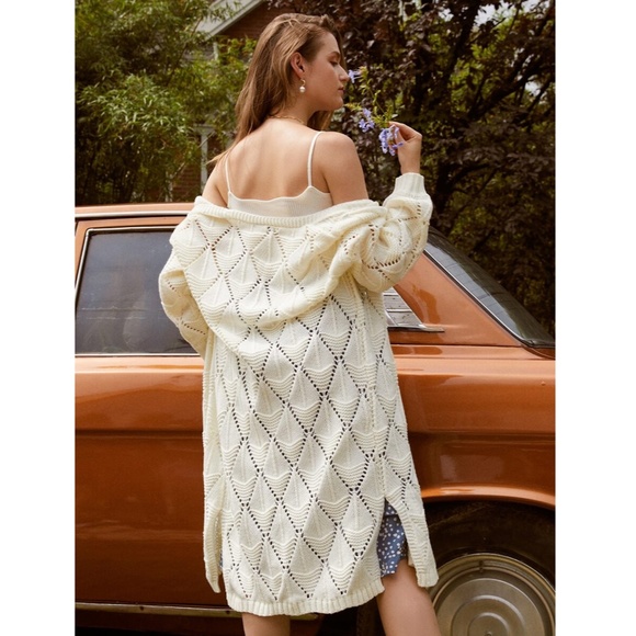 Off White Knit White Textured Cardigan - Picture 10 of 15